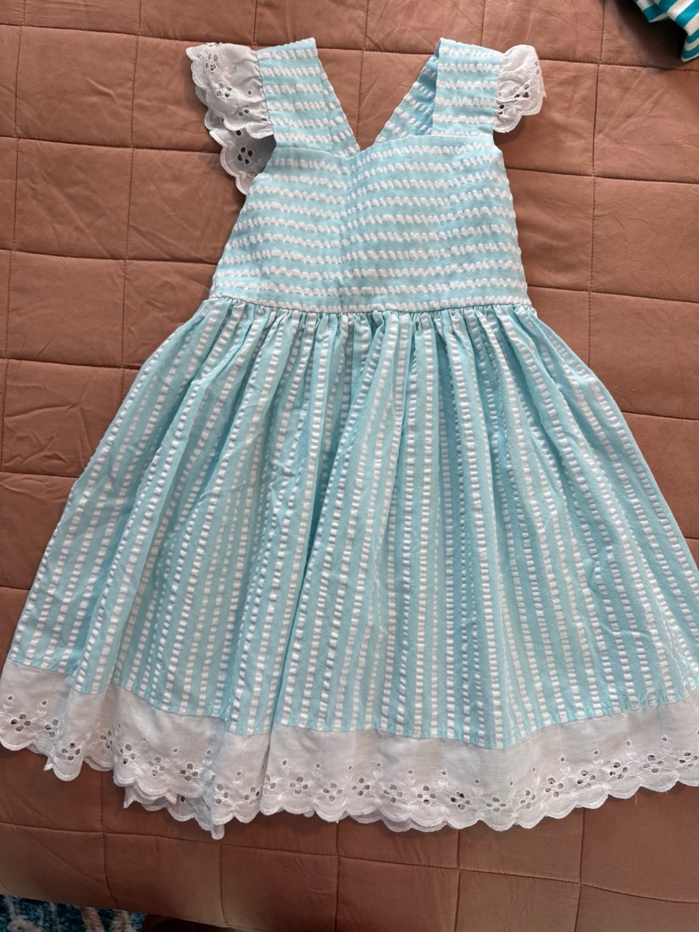 Kelly's Kids Light Blue & White Eyelet Summer Dress size 5-6